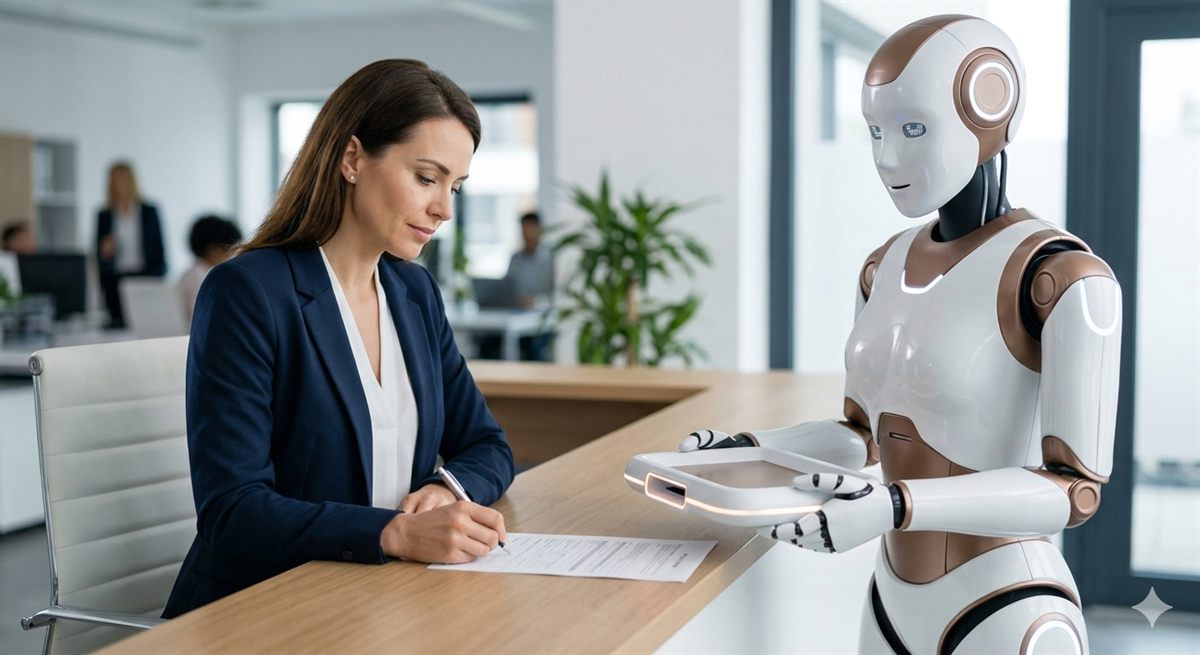 Persona rellenando un formulario digital para solicitud de propuesta.